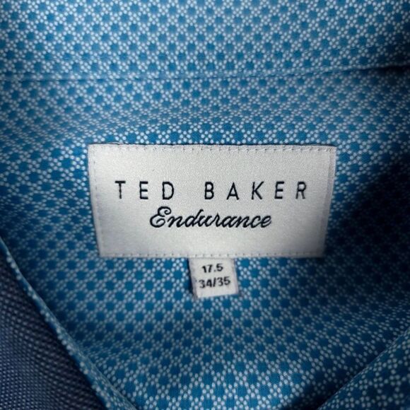 TED BAKER Endurance Long Sleeve Button Down Dress Shirt in Slate Blue Mens 17.5 - Picture 7 of 7